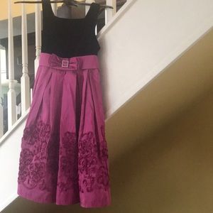 Girls Pink and Black Sweet Heart Rose Formal Dress